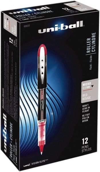 Uni-Ball - Roller Ball 0.5mm Stick Pen - Red - Exact Industrial Supply