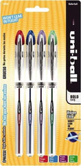 Uni-Ball - Roller Ball 0.8mm Stick Pen - Blue, Green, Purple & Red - Exact Industrial Supply
