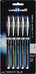 Uni-Ball - Roller Ball 0.5mm Stick Pen - Brown & Black, Green & Black, Purple & Black, Red & Black, Blue & Black - Exact Industrial Supply