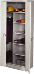 Tennsco - 6 Shelf Combination Storage Cabinet - Steel, 36" Wide x 24" Deep x 78" High, Light Gray - Exact Industrial Supply