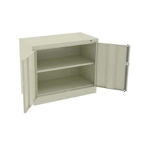 Tennsco - 2 Shelf Locking Storage Cabinet - Steel, 36" Wide x 18" Deep x 30" High, Champagne/Putty - Exact Industrial Supply