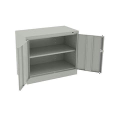 Tennsco - 2 Shelf Locking Storage Cabinet - Steel, 36" Wide x 18" Deep x 30" High, Light Gray - Exact Industrial Supply