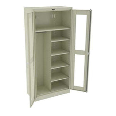 Tennsco - 6 Shelf Combination Storage Cabinet - Steel, 36" Wide x 18" Deep x 78" High, Champagne/Putty - Exact Industrial Supply