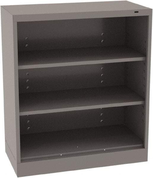 Tennsco - 3 Shelf, 150 Lb. Capacity, Closed Shelving Storage Cabinets and Lockers - 36 Inch Wide x 18 Inch Deep x 42 Inch High, Medium Gray - Exact Industrial Supply
