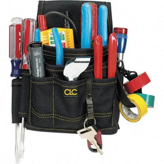 CLC - Electrician's Holster with 9 Pockets - Ballistic Polyester, Black, 7" Wide x 6" High x 2" Deep - Exact Industrial Supply