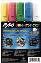 Expo - Blue, Green Pink, Yellow & White Bullet Point Wet Erase Markers - For Use with Black Marker Boards, Fluorescent Light Boards, Glass Boards & White Boards - Exact Industrial Supply