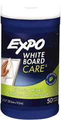 Expo - Dry Erase Surface Cleaner - Includes 50 White Board Cleaning Wipes, For Use with Dry Erase Marker Boards - Exact Industrial Supply