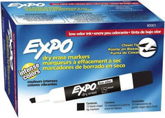 Expo - Black Low Odor Chisel Tip 12 Pack Dry Erase Markers - For Use with Dry Erase Marker Boards - Exact Industrial Supply