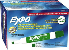 Expo - Green Low Odor Chisel Tip 12 Pack Dry Erase Markers - For Use with Dry Erase Marker Boards - Exact Industrial Supply