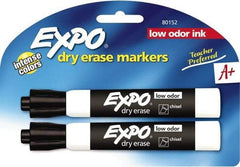 Expo - Black Low Odor Chisel Tip 2 Pack Dry Erase Markers - For Use with Dry Erase Marker Boards - Exact Industrial Supply