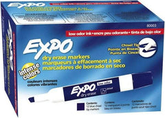 Expo - Blue Low Odor Chisel Tip 12 Pack Dry Erase Markers - For Use with Dry Erase Marker Boards - Exact Industrial Supply