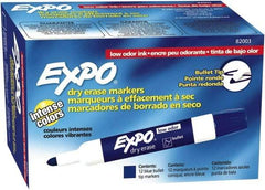 Expo - Blue Low Odor Bullet Tip 12 Pack Dry Erase Markers - For Use with Dry Erase Marker Boards - Exact Industrial Supply
