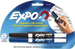 Expo - Fine Tip 2 Pack with Dry Eraser - Includes Blue, Black & Eraser, For Use with Dry Erase Marker Boards - Exact Industrial Supply