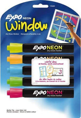 Expo - Blue, Green, Orange, Pink & Yellow Bullet Tip Neon 5 Pack Dry Erase Markers - For Use with Dry Erase Marker Boards - Exact Industrial Supply