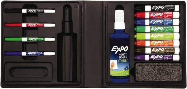 Expo - Assorted Colors, Low Odor 4 Fine Point, 8 Chisel Tip Dry Erase Markers - Includes Cleaning Fluid, For Use with Dry Erase Marker Boards - Exact Industrial Supply