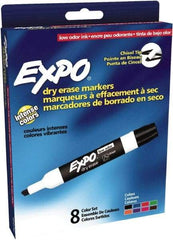 Expo - Black, Blue, Brown, Green, Orange, Pink, Purple & Red Low Odor Chisel Tip 8 Pack Dry Erase Markers - For Use with Dry Erase Marker Boards - Exact Industrial Supply