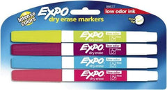 Expo - Aqua, Lime, Pink & Plum Low Odor Fine Tip 4 Pack Dry Erase Markers - For Use with Dry Erase Marker Boards - Exact Industrial Supply