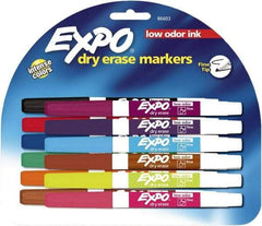 Expo - Aqua, Black, Blue, Brown, Green, Lime, Orange, Pink, Plum, Pumpkin, Purple & Red Low Odor Fine Tip Dry Erase Markers - For Use with Dry Erase Marker Boards - Exact Industrial Supply