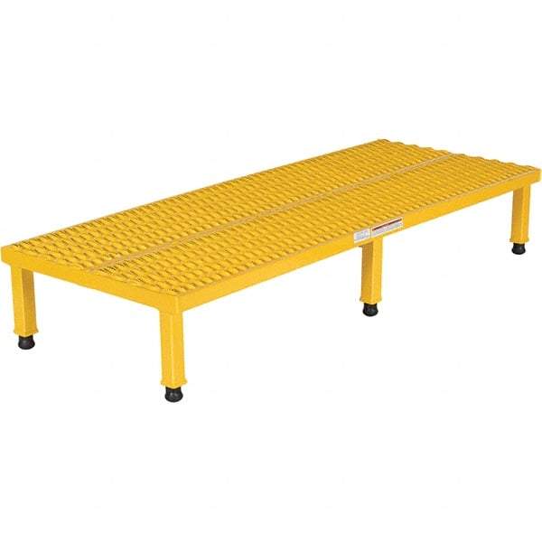 Vestil - 9" High x 24" Wide x 60" Deep, Yellow Step Stand - Steel, 500 Lb Capacity - Exact Industrial Supply