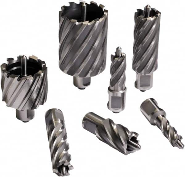Annular Cutter: 7/8″ Dia, 2″ Depth of Cut, Carbide Tipped 3/4″ Shank Dia, Weldon Shank, 2 Flats, Bright/Uncoated
