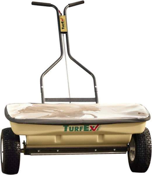 Trynex - 120 Lb Polyethylene Walk Behind Drop Landscape Spreader - 12" Pneumatic Wheels - Exact Industrial Supply