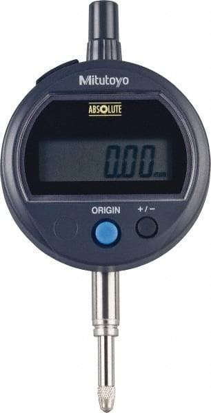 Mitutoyo - 0 to 12.7mm Range, 0.01mm Graduation, Electronic Drop Indicator - Lug Back, Accurate to 0.02mm, Metric System, LCD Display - Exact Industrial Supply