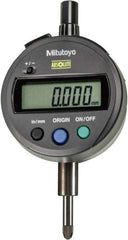 Mitutoyo - 0 to 12.7mm Range, 0.0001" Graduation, Electronic Drop Indicator - Flat Back, Accurate to 0.0001", English & Metric System, LCD Display - Exact Industrial Supply