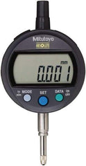 Mitutoyo - 0 to 12.7mm Range, 0.001mm Graduation, Electronic Drop Indicator - Flat Back, Accurate to 0.003mm, Metric System, LCD Display - Exact Industrial Supply