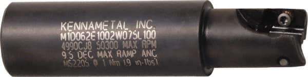 Kennametal - 1-1/4" Cut Diam, 0.392" Max Depth of Cut, 1-1/4" Shank Diam, 3.88" OAL, Indexable Square Shoulder End Mill - EC10.., EP10.. Inserts, Weldon Shank, 0° Lead Angle, Through Coolant - Exact Industrial Supply