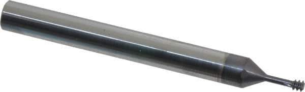 Scientific Cutting Tools - #6-32 UNC, 0.1" Cutting Diam, 3 Flute, Solid Carbide Helical Flute Thread Mill - Internal Thread, 0.26" LOC, 2-1/2" OAL, 1/4" Shank Diam - Exact Industrial Supply