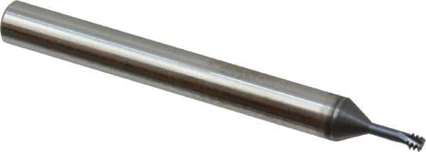 Scientific Cutting Tools - #6-40 UNF, 0.1" Cutting Diam, 3 Flute, Solid Carbide Helical Flute Thread Mill - Internal Thread, 0.26" LOC, 2-1/2" OAL, 1/4" Shank Diam - Exact Industrial Supply