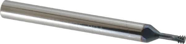 Scientific Cutting Tools - #8-32 UNC, 0.126" Cutting Diam, 3 Flute, Solid Carbide Helical Flute Thread Mill - Internal Thread, 0.3" LOC, 2-1/2" OAL, 1/4" Shank Diam - Exact Industrial Supply