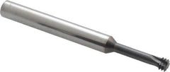 Scientific Cutting Tools - 1/4-28 UNF, 0.186" Cutting Diam, 3 Flute, Solid Carbide Helical Flute Thread Mill - Internal Thread, 0.7" LOC, 2-1/2" OAL, 1/4" Shank Diam - Exact Industrial Supply