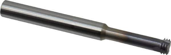 Scientific Cutting Tools - 5/16-28 UN, 0.234" Cutting Diam, 3 Flute, Solid Carbide Helical Flute Thread Mill - Internal Thread, 0.85" LOC, 2-1/2" OAL, 1/4" Shank Diam - Exact Industrial Supply