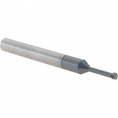 Scientific Cutting Tools - M4x0.70 Metric Coarse, 0.12" Cutting Diam, 3 Flute, Solid Carbide Helical Flute Thread Mill - Internal Thread, 1/2" LOC, 2-1/2" OAL, 1/4" Shank Diam - Exact Industrial Supply