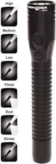Bayco - LED Bulb, Industrial/Tactical Flashlight - Black Aluminum Body, Integrated Batteries - Exact Industrial Supply