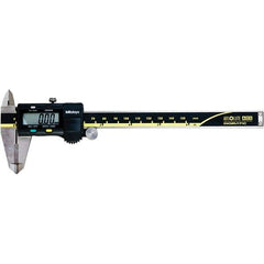 Mitutoyo - 0 to 6" Range 0.01mm Resolution, Electronic Caliper - Steel with 40mm Carbide-Tipped Jaws, 0.001" Accuracy, SPC Output - Exact Industrial Supply