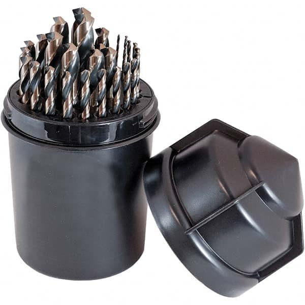 Cle-Force - 1/16 to 1/2", 135° Point, Oxide/Gold Finish, High Speed Steel Jobber Length Drill Bit Set - Exact Industrial Supply