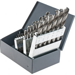 Cle-Line - 1 to 13mm, 118° Point, Bright Finish, High Speed Steel Jobber Length Drill Bit Set - Exact Industrial Supply