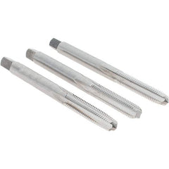 Cle-Line - #10-32 UNF, 4 Flute, Bottoming, Plug & Taper, Bright Finish, High Speed Steel Tap Set - Right Hand Cut, 2-3/8" OAL, 7/8" Thread Length, Series 0404 - Exact Industrial Supply