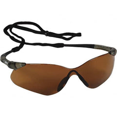 Safety Glass: Scratch-Resistant, Polycarbonate, Brown Lenses, Frameless, UV Protection Camouflage Frame, Single