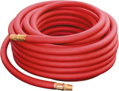 PRO-SOURCE - 1/4" ID x 0.51" OD 75' Long Multipurpose Air Hose - MNPT x MNPT Ends, 300 Working psi, -30 to 176°F, 1/4" Fitting, Red - Exact Industrial Supply