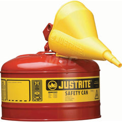 Justrite - Safety Dispensing Cans; Capacity: 2.5 Gal ; Material: Steel ; Color: Red ; Height (Decimal Inch): 11.500000 ; Diameter/Length (mm): 11.75 ; Approval Listing/Regulations: FM Approved; UL; ULC; TUV - Exact Industrial Supply
