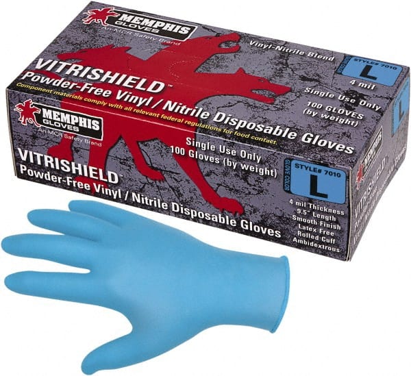 Disposable Gloves: Size Small, 4 mil, Nitrile Blue, 9-1/2″ Length, FDA Approved