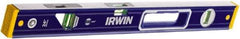 Irwin - Magnetic 24" Long 3 Vial Box Beam Level - Aluminum, Blue/Yellow, 1 Level & 2 Plumb Vials - Exact Industrial Supply