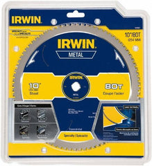 Irwin Blades - 10" Diam, 5/8" Arbor Hole Diam, 80 Tooth Wet & Dry Cut Saw Blade - Carbide-Tipped, Smooth Action, Standard Round Arbor - Exact Industrial Supply