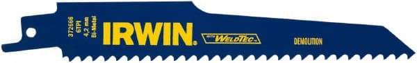 Irwin Blades - 6" Long, Bi-Metal Reciprocating Saw Blade - Tapered Profile, 6 TPI, Toothed Edge, Tang Shank - Exact Industrial Supply