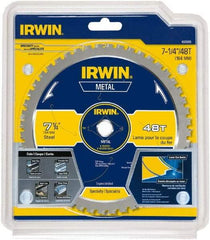 Irwin Blades - 7-1/4" Diam, 5/8" Arbor Hole Diam, 48 Tooth Wet & Dry Cut Saw Blade - Carbide-Tipped, Smooth Action, Standard Round Arbor - Exact Industrial Supply