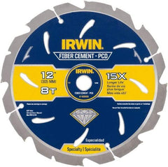 Irwin Blades - 12" Diam, 1" Arbor Hole Diam, 8 Tooth Wet & Dry Cut Saw Blade - Diamond-Tipped, Smooth Action, Standard Round Arbor - Exact Industrial Supply