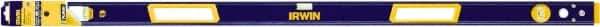 Irwin - Magnetic 48" Long 3 Vial Box Beam Level - Aluminum, Blue/Yellow, 1 Level & 2 Plumb Vials - Exact Industrial Supply